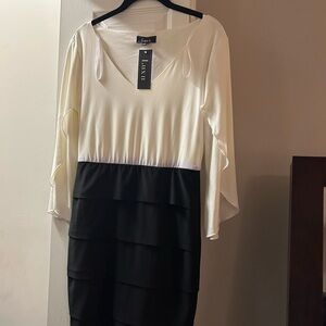 Lanvin Black and White Long Sleeve Dress